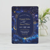Élégant faire-part de mariage céleste bleu (Debout devant)
