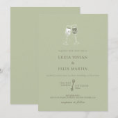 Elégant Faire-part de mariage Champagne Vert Mint (Devant / Derrière)