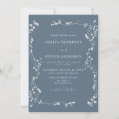 Élégant Faire-part de mariage classique feuille fl (Devant)