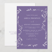 Élégant Faire-part de mariage classique feuille fl (Devant / Derrière)