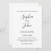 Élégant Faire-part de mariage classique noir et bl (Devant / Derrière)