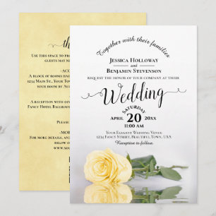 Élégant faire-part de mariage code QR Rose jaune C