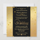 Élégant Faire-part de mariage Confetti Noir et Or (Devant)