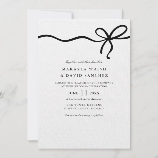 Élégant Faire-part de mariage Coquette Bow (Devant)