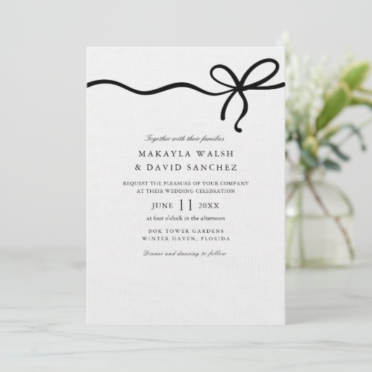 Élégant Faire-part de mariage Coquette Bow (Debout devant)