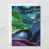 Élégant Faire-part de mariage d'Agate Peacock Or (Dos)