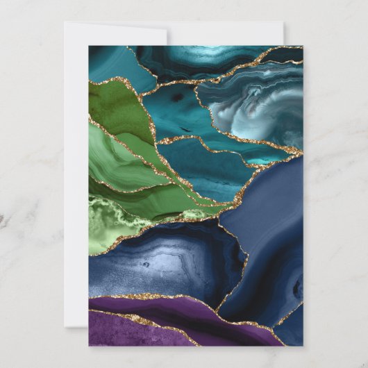 Élégant Faire-part de mariage d'Agate Peacock Or (Dos)