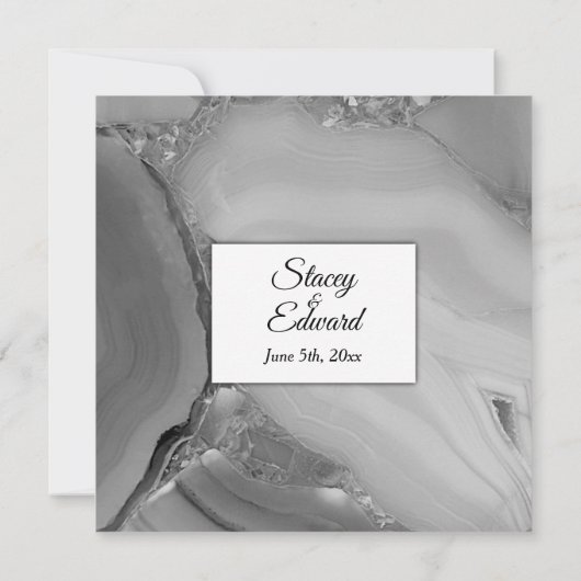 Élégant Faire-part de mariage d'âge en marbre arge (Dos)