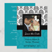 Elégant Faire-part de mariage Damas (Turquois (Devant / Derrière)