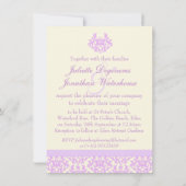 Élégant faire-part de mariage damassé lilas & crèm (Dos)