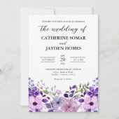 Élégant Faire-part de mariage d'amour violet (Devant)