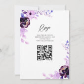 Élégant Faire-part de mariage d'amour violet (Dos)