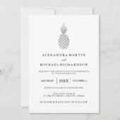 Élégant Faire-part de mariage d'ananas en argent (Devant)
