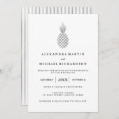 Élégant Faire-part de mariage d'ananas en argent (Devant / Derrière)