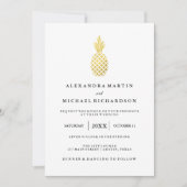 Élégant Faire-part de mariage d'ananas en or (Devant)
