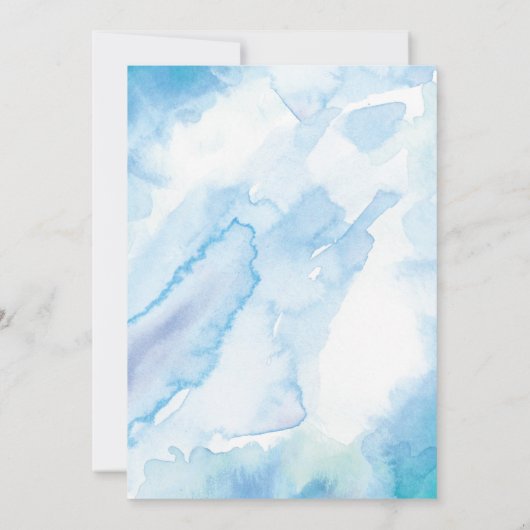 Elégant Faire-part de mariage d'aquarelle bleu (Dos)