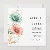 Elégant Faire-part de mariage d'aquarelle bleu et (Devant)