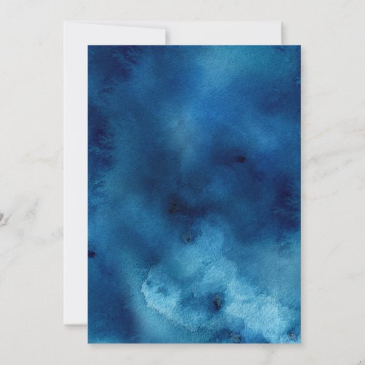 Elégant Faire-part de mariage d'aquarelle bleu et (Dos)