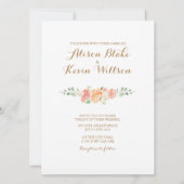 Elégant faire-part de mariage d'aquarelle fleur pê (Dos)