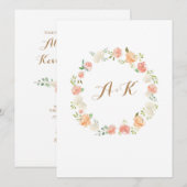 Elégant faire-part de mariage d'aquarelle fleur pê (Devant / Derrière)