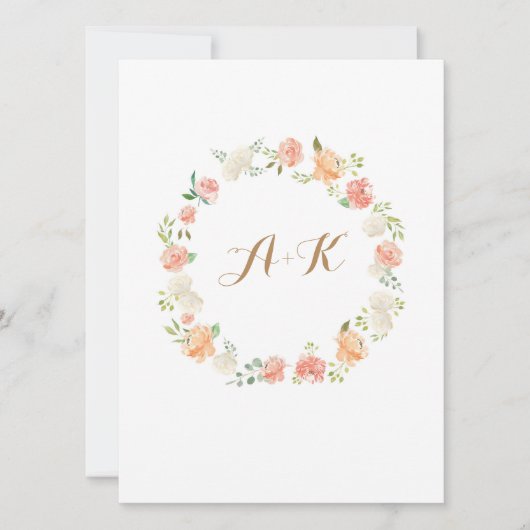 Elégant faire-part de mariage d'aquarelle fleur pê (Devant)