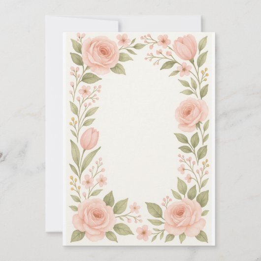 Elégant Faire-part de mariage d'aquarelle florale (Dos)