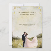 Elégant Faire-part de mariage d'aquarelle or | rom (Devant)