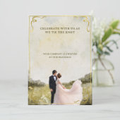 Elégant Faire-part de mariage d'aquarelle or | rom (Debout devant)