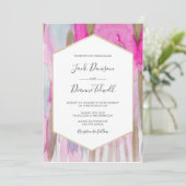 Elégant Faire-part de mariage d'aquarelle rose et  (Debout devant)