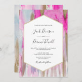 Elégant Faire-part de mariage d'aquarelle rose et  (Devant / Derrière)