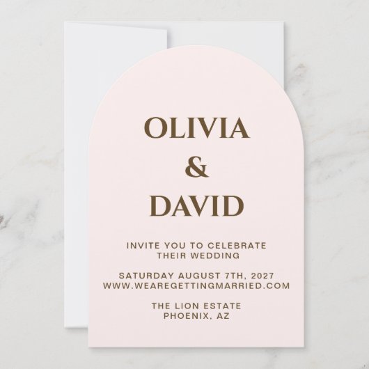 Élégant Faire-part de mariage d'arche à vidange |  (Devant)