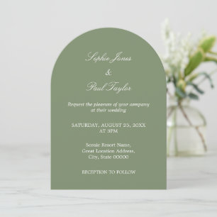 Élégant Faire-part de mariage d'arche verte Sage