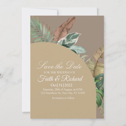 Élégant Faire-Part de Mariage d'Automne à l'Herbe  (Devant)