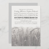 Elégant faire-part de mariage de blé blanc gris ru (Devant / Derrière)