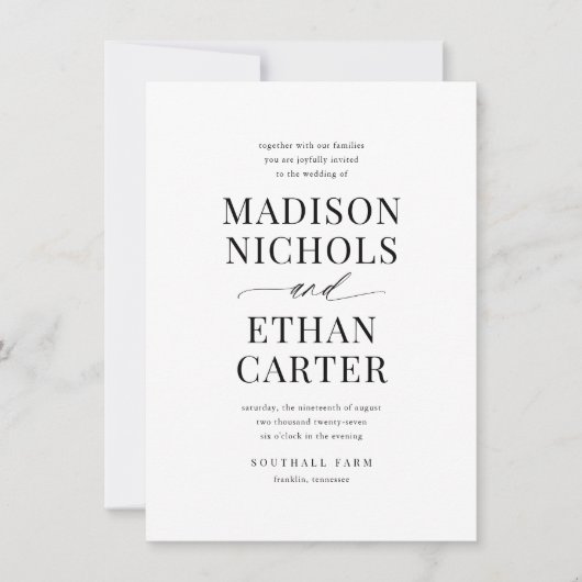 Élégant Faire-part de mariage de budget de script (Devant)