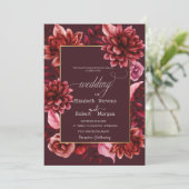 Elégant Faire-part de mariage de cadre de fleurs r (Debout devant)
