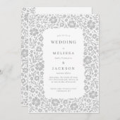 Élégant faire-part de mariage de cadre en fleurs (Devant / Derrière)