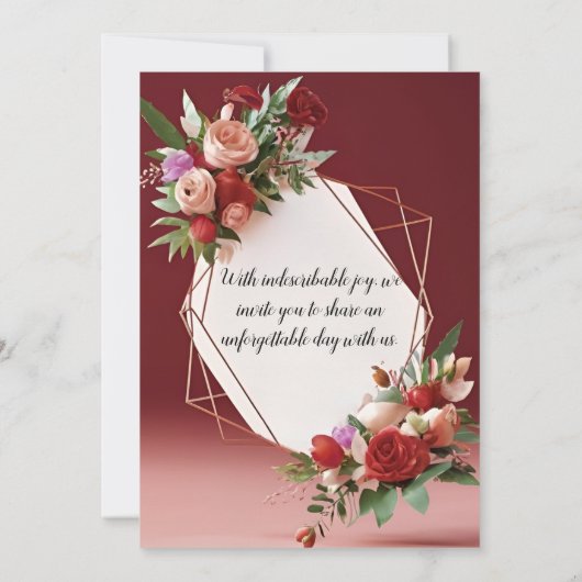 Élégant Faire-part de mariage de cadre en or flush (Dos)