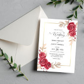 Élégant Faire-part de mariage de cadre rouge flora