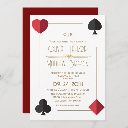 Élégant Faire-part de mariage de carte de jeu Mono (Devant / Derrière)