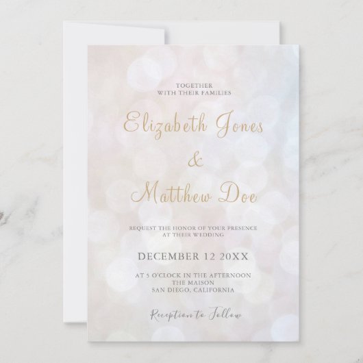 Élégant Faire-part de mariage de Champagne Sparkly (Devant)