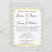 Elégant Faire-part de mariage de Chevron jaune et (Devant / Derrière)