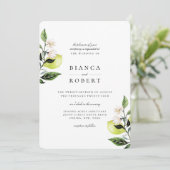 Élégant Faire-part de mariage de citrons botanique (Debout devant)