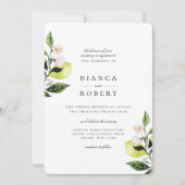 Élégant Faire-part de mariage de citrons botanique (Devant)