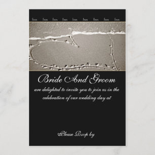 Élégant Faire-part de mariage de coeur amoureux de