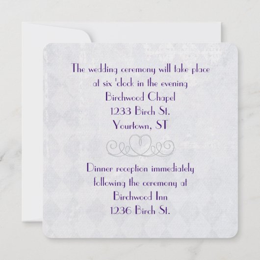 Élégant Faire-part de mariage de coin (Dos)