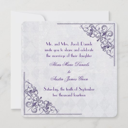 Élégant Faire-part de mariage de coin (Devant)