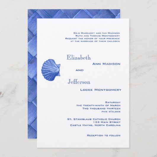 Elégant Faire-part de mariage de coquillage en rot (Devant / Derrière)