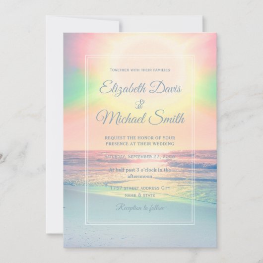 Elégant Faire-part de mariage de coucher de soleil (Devant)