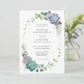 Élégant Faire-part de mariage de couronne succulen (Debout devant)